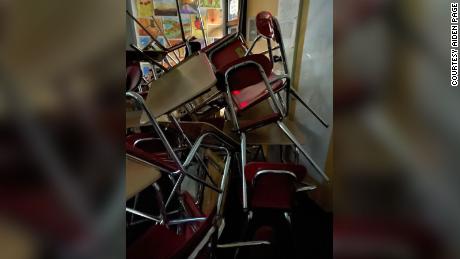 Students in senior Aiden Page&#39;s class shoved desks against a door after the shooting started, he said.