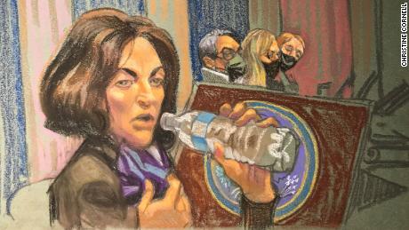 A sketch of Ghislaine Maxwell in court on December 1.