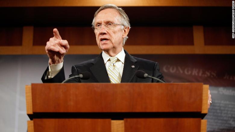 Then-Senate Majority Leader Sen. Harry Reid holds a news conference in 2009.
