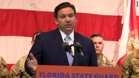 Florida Gov. Ron DeSantis at a news conference.