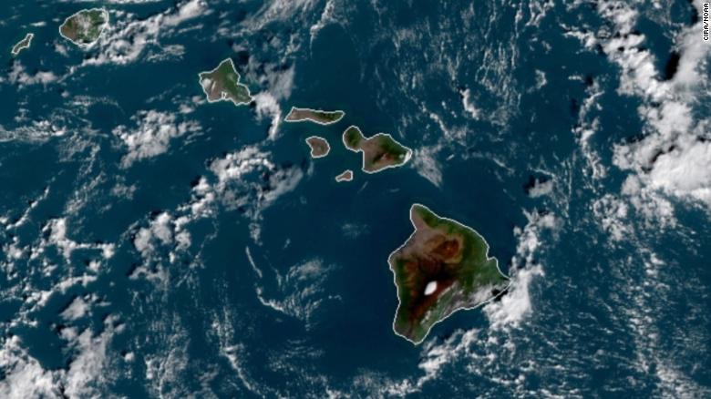 Hawaii snowfall seen from space on Mauna Loa taken from CIRA/NOAA satellite on December 2, 2021.