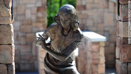 A bronze statue of Anne Frank by sculptor Greg Stone is located on the grounds of the Anne Frank Human Rights Memorial Park in Boise, Idaho. 