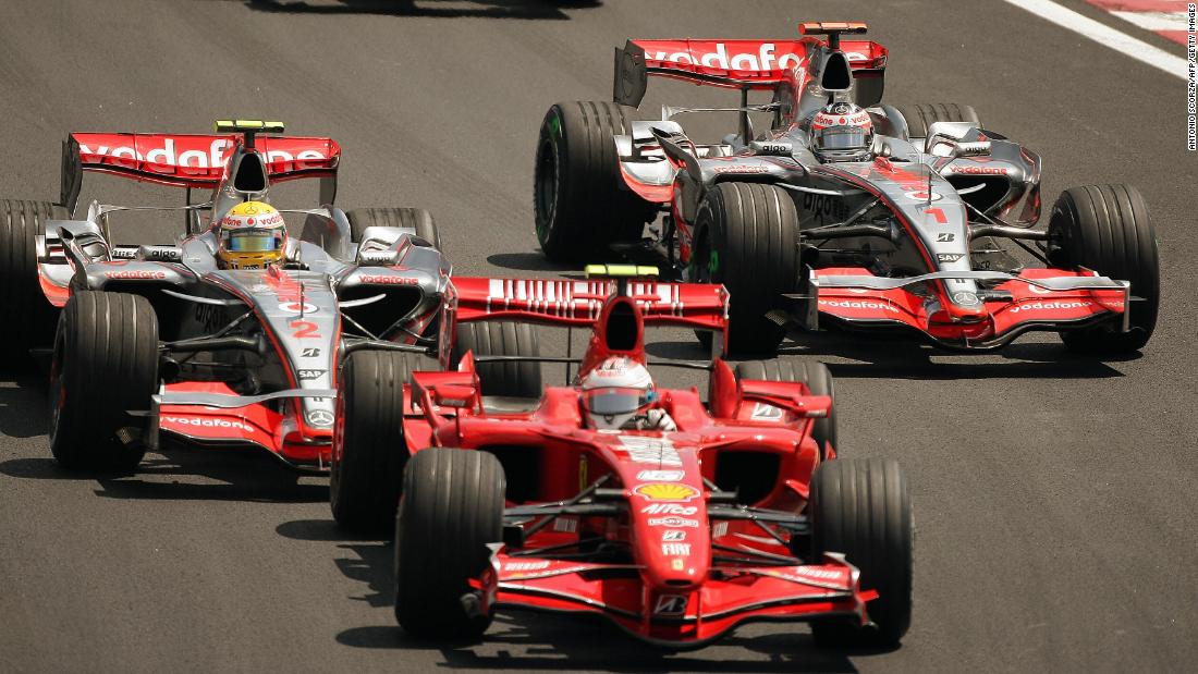 &lt;strong&gt;2007: &lt;/strong&gt;Kimi Raikkonen (front) won the title by a point over Lewis Hamilton (L) and Fernando Alonso (R) in Brazil. Hamilton had led heading into the final day, but a gearbox problem meant he could only finish seventh, with Raikkonen taking pole to secure a famous win having arrived in Brazil in third place in the championship.