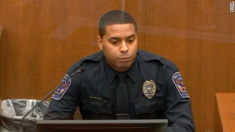 Officer Anthony Luckey testifies at Potter&#39;s trial on December 8, 2021.