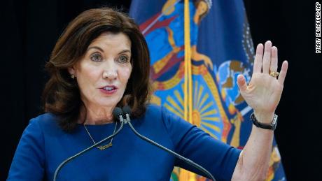 New York Gov. Kathy Hochul speaks at an event on Friday, December 10.
