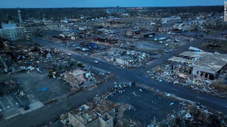 Devastation remains after an EF-4 tornado swept through Mayfield, Kentucky, in 2021