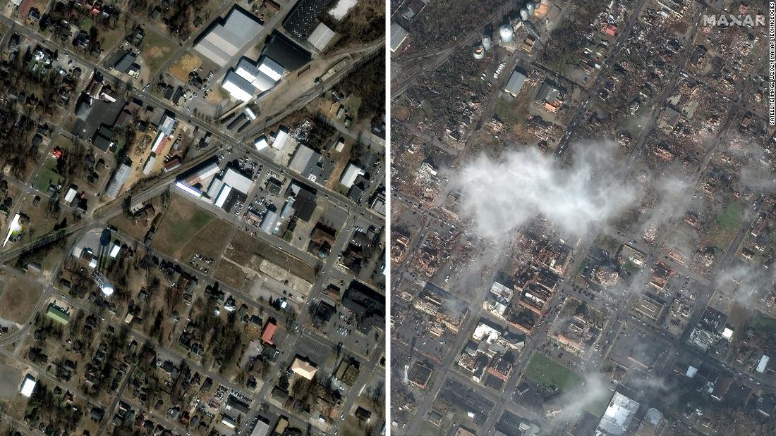 Before-and-after images show scale of tornadoes' devastation