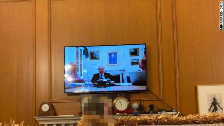 Boris Johnson pictured hosting Downing Street virtual Christmas quiz last year