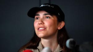 Belgian-British pilot Zara Rutherford, 19, gives a press conference before before taking off for a round-the-world trip in a light aircraft, in bid to become the youngest woman to fly solo round-the-world in Wevelgem on August 18, 2021. - Rutherford will fly a Shark ultralight, the worlds fastest light sport aircraf during her circumnavigation, which is set to take her up to three months. (Photo by JOHN THYS / AFP) (Photo by JOHN THYS/AFP via Getty Images)
