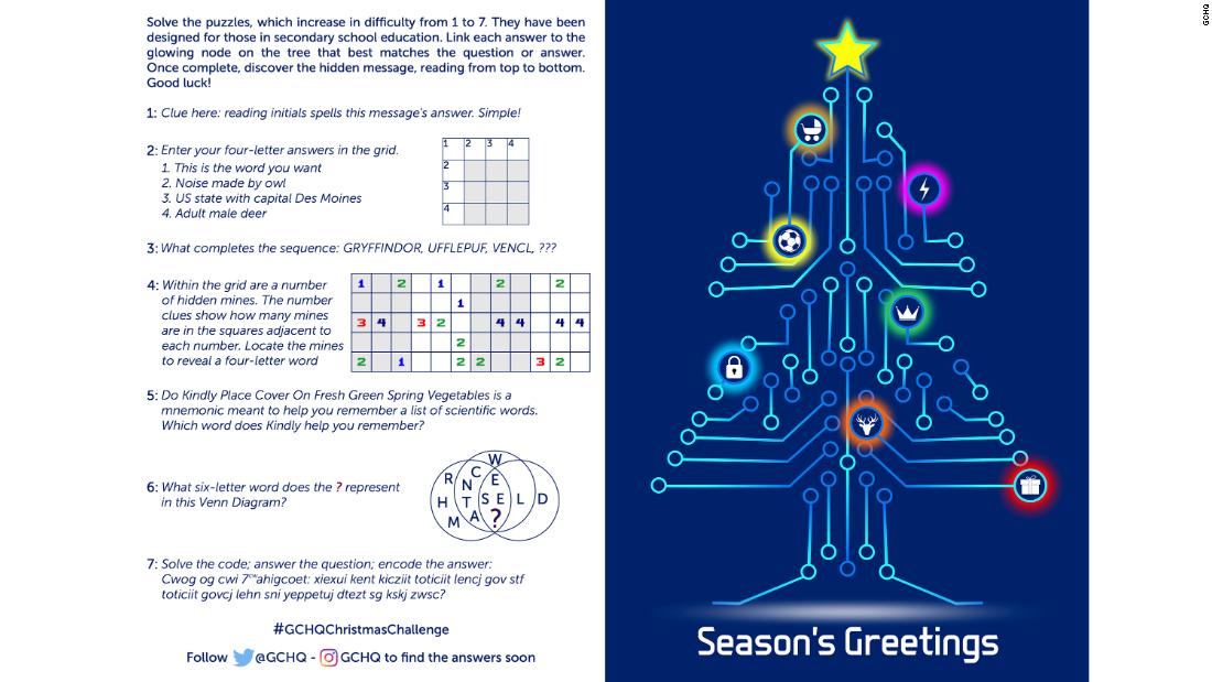 Britain's GCHQ Spy Agency Releases Christmas Puzzle For Kids - CNN