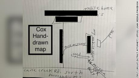The map provided by David Neal Cox before his execution.