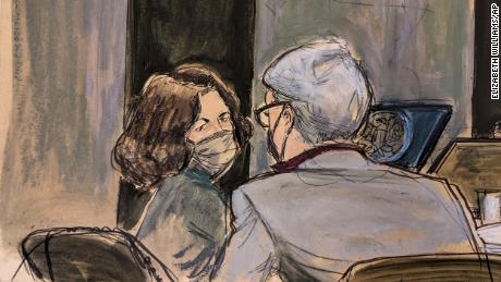 This courtroom sketch shows Ghislaine Maxwell, left, and her defense attorney Bobbi Sternheim, Thursday, December 9, 2021, in New York.