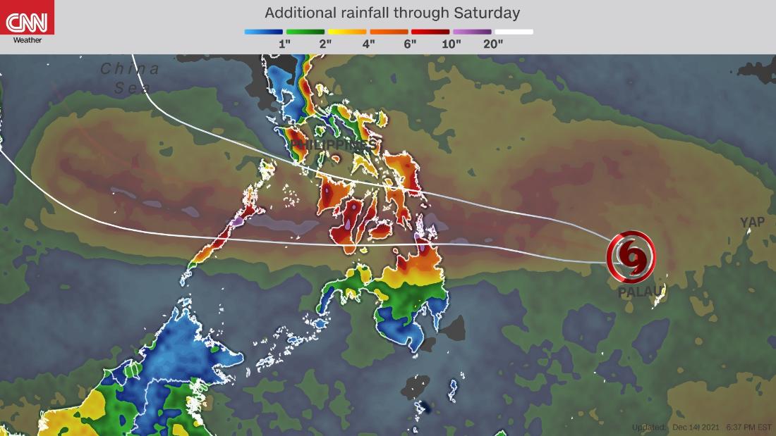 Strengthening Tropical Storm Rai to hit the Philippines as a typhoon Thursday