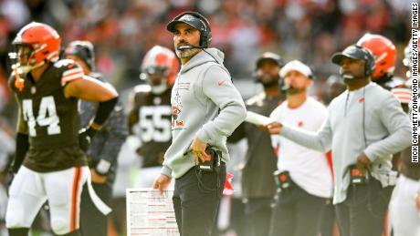 Head coach Kevin Stefanski of the Cleveland Browns looks on during the first quarter of a game against the Arizona Cardinals at FirstEnergy Stadium in Cleveland in October.