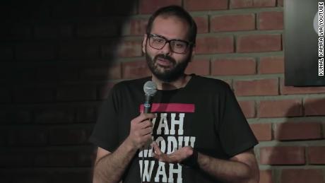 Kunal Kamra performs during a show in India. 