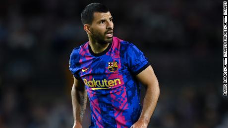 Sergio Aguero during Barcelona&#39;s Champions League group match against Dinamo Kiev in October.
