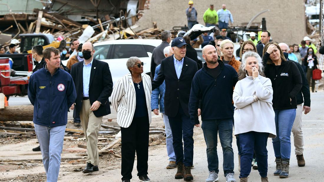 A single Kentucky Republican travels with Biden to survey tornado and storm damage