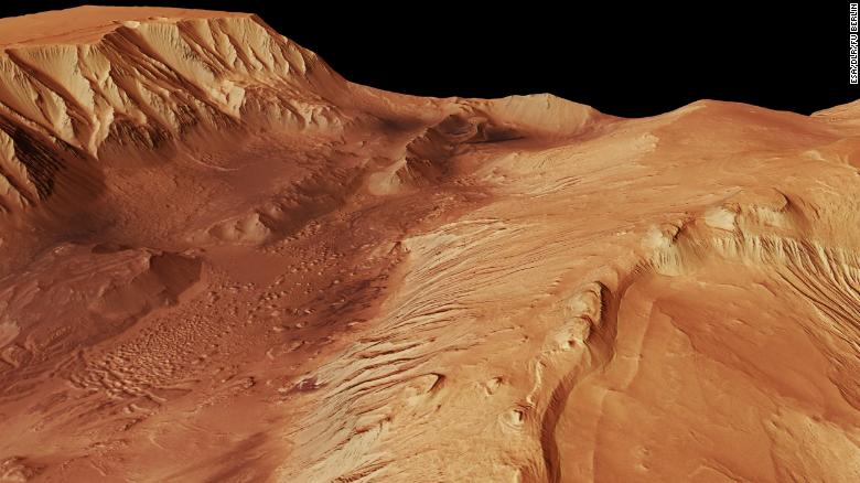 The Mars Express orbiter took this photo of Candor Chasma, one of the largest canyons in the northern part of Valles Marineris, in July 2006.