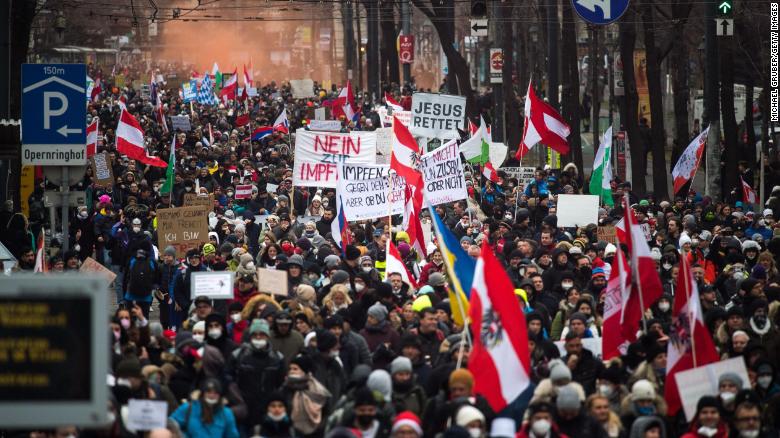 Austria, the first EU country to pursue compulsory Covid jabs, has seen several large protests against the plan.