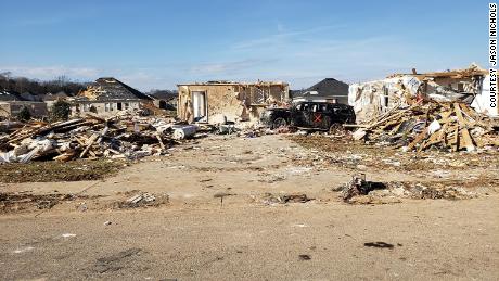 Moss Meadows neighborhood in Bowling Green, Kentucky, following the tornado