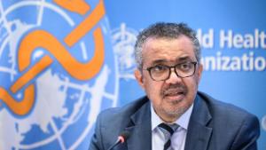 World Health Organization (WHO) Director-General Tedros Adhanom Ghebreyesus speaks during a press conference on December 20, 2021 at the WHO headquarters in Geneva. - The World Health Organization chief called for the world to pull together and make the difficult decisions needed to end the Covid-19 pandemic within the next year. (Photo by Fabrice COFFRINI / AFP) (Photo by FABRICE COFFRINI/AFP via Getty Images)