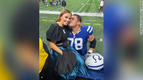 Indianapolis Colts center Ryan Kelly and his wife, Emma.