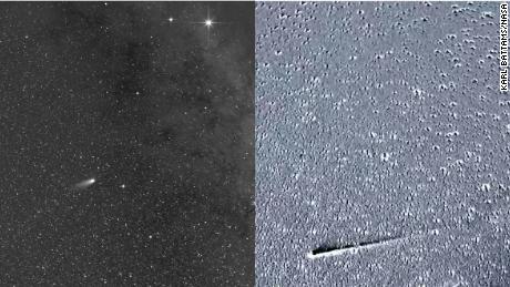 The image of Comet Leonard on the left was taken by the European Space Agency and NASA&#39;s Solar Orbiter. The image on the right was taken by  NASA&#39;s Solar Terrestrial Relations Observatory-A spacecraft.