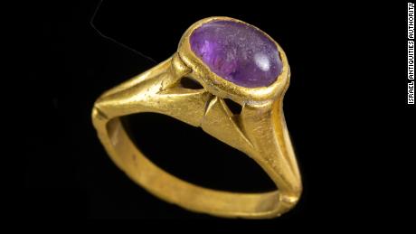 This gold and amethyst ring was used to prevent hangovers.