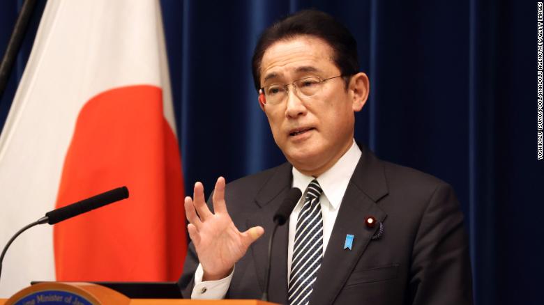 Japanese Prime Minister Fumio Kishida speaks to the press at his official residence in Tokyo on December 21.