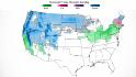 Rain and snow for the West and warm in the South, and cool rain for the Northeast
