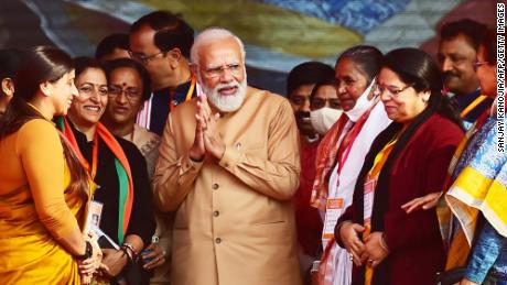 Indian Prime Minister Narendra Modi attends an event in Allahabad, Uttar Pradesh on December 21.