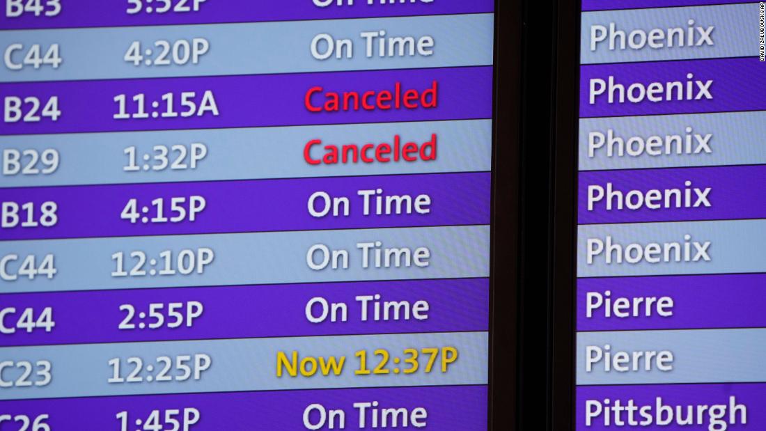 New York (CNN Business)More than 2,000 flights have been canceled Monday as Covid cases surge across the globe.Of the more than 2,400 canceled flights