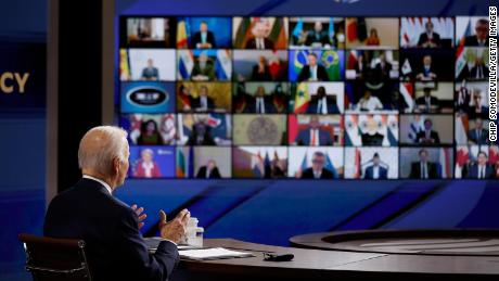 US President Joe Biden delivers opening remarks at the Summit for Democracy, held virtually, from Washington, DC. on December 9.