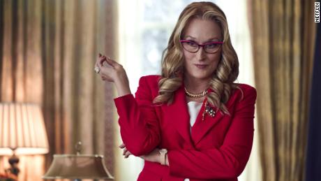 DON&#39;T LOOK UP, Meryl Streep as President Janie Orlean. Cr. Niko Tavernise / Netflix © 2021