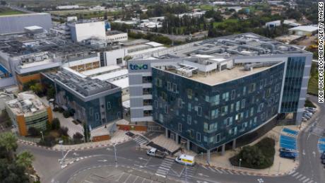 The Teva Pharmaceutical Industries Ltd. factory is seen in an aerial photograph taken in Kfar-saba, Israel, on January 13, 2021. 