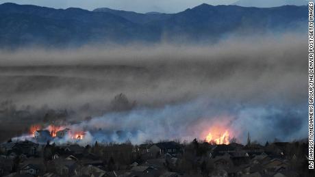 The Marshall Fire burns out of control Thursday in Broomfield, Colorado.