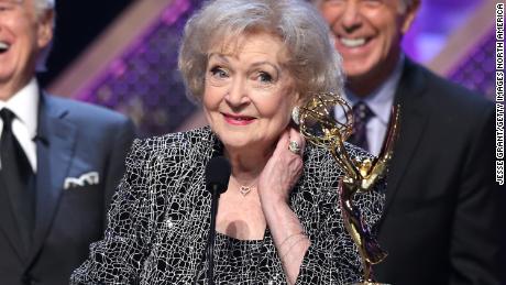 BURBANK, CA - APRIL 26:  Actress Betty White accepts Daytime Emmy Lifetime Achievement Award onstage during The 42nd Annual Daytime Emmy Awards at Warner Bros. Studios on April 26, 2015 in Burbank, California.  (Photo by Jesse Grant/Getty Images for NATAS)