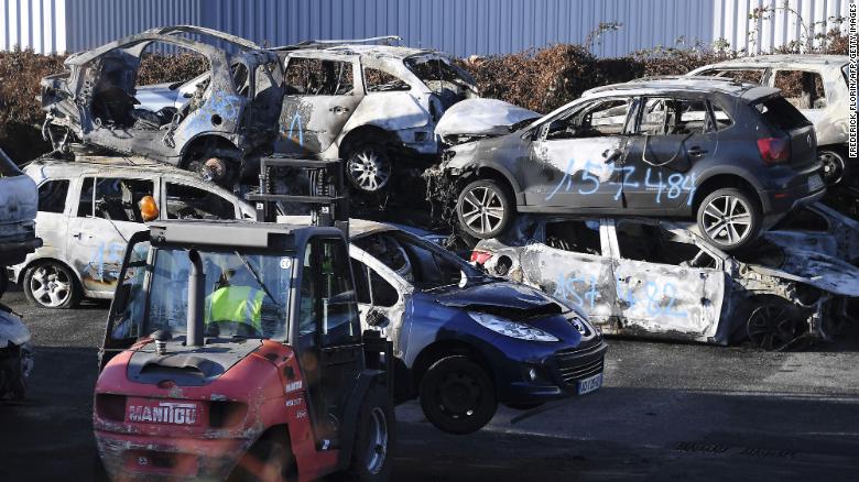 874 cars were torched in France on New Year’s Eve — fewer than in previous years