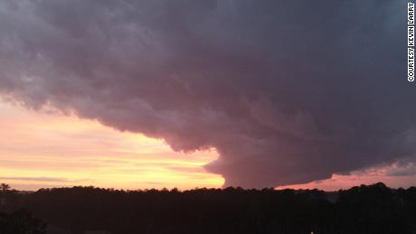 Image of tornado warned storm from Conyers, Georgia looking towards Covington, Georgia. This storm caused tornado damage over Covington on New Year&#39;s Eve.