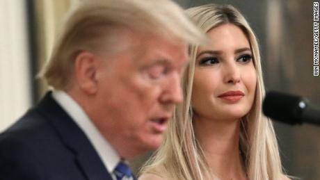 White House advisor Ivanka Trump listens to her father U.S. President Donald Trump deliver remarks on supporting small businesses through the Paycheck Protection Program in the East Room of the White House April 28, 2020 in Washington, DC. An total of $659 billion has been allocated for small business loans in coronavirus relief bills passed by Congress. 