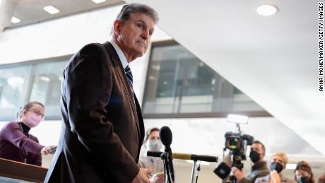 Sen. Joe Manchin (D-WV) speaks to reporters outside of his office on Capitol Hill on January 4, 2022 in Washington, DC. 