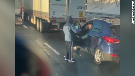 Trucker shares his food with other motorists stuck for hours on icy interstate
