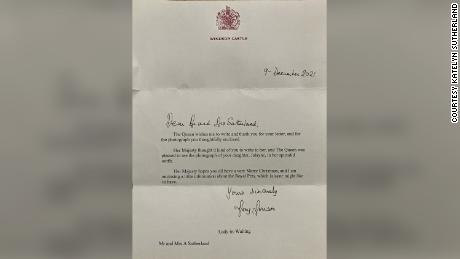 The letter the Sutherland&#39;s recieved on December 27 from Windsor Castle.
