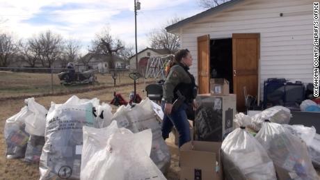 When detectives arrived at a Luther, Oklahoma, home with a search warrant, they found it filled with Amazon packages, which police say were stolen from a local Amazon distribution site. 