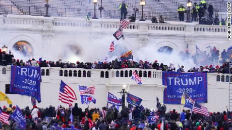 Rioters on the West Front at the U.S. Capitol on Jan. 6, 2021, in Washington. (AP Photo/John Minchillo)