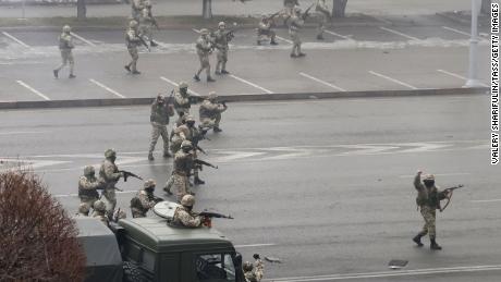 Security forces are seen in Kazakhstan as protests continued into Thursday.
