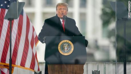 President Donald Trump speaks during a January 6, 2021, rally in Washington  protesting the electoral college certification of Joe Biden as President. 