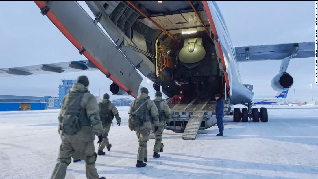 This image, taken from a handout video made available by the Russian Defence Ministry&#39;s press service, shows Russian servicemen boarding a military aircraft on their way to Kazakhstan on January 6. A Russian-led military alliance of former Soviet states answered an appeal for help from Kazakhstan President Kassym-Jomart Tokayev.