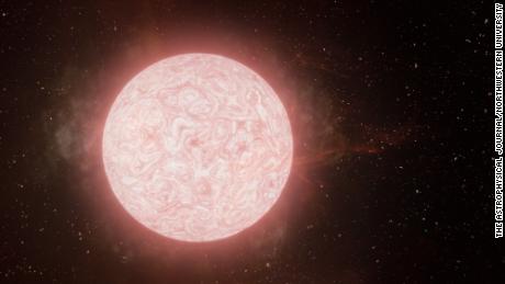 An artist&#39;s impression of a red supergiant star in the final year of its life emitting a tumultuous cloud of gas. This suggests at least some of these stars undergo significant internal changes before going supernova.