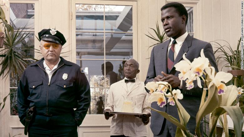 Sidney Poitier with  Rod Steiger on the set of &quot;In the Heat of the Night,&quot;  directed by Norman Jewison. 